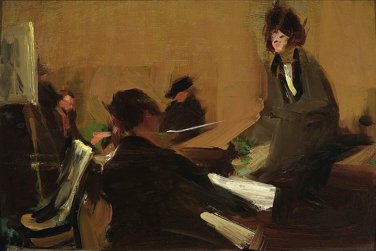 Evening In The Studio Sketch by Konrad Krzyżanowski - Canvas Print