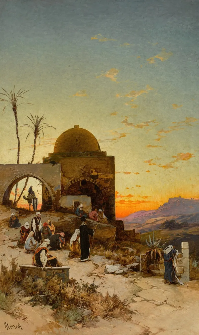 Evening Prayers Outside Jerusalem by Hermann David Salomon Corrodi - Canvas Print