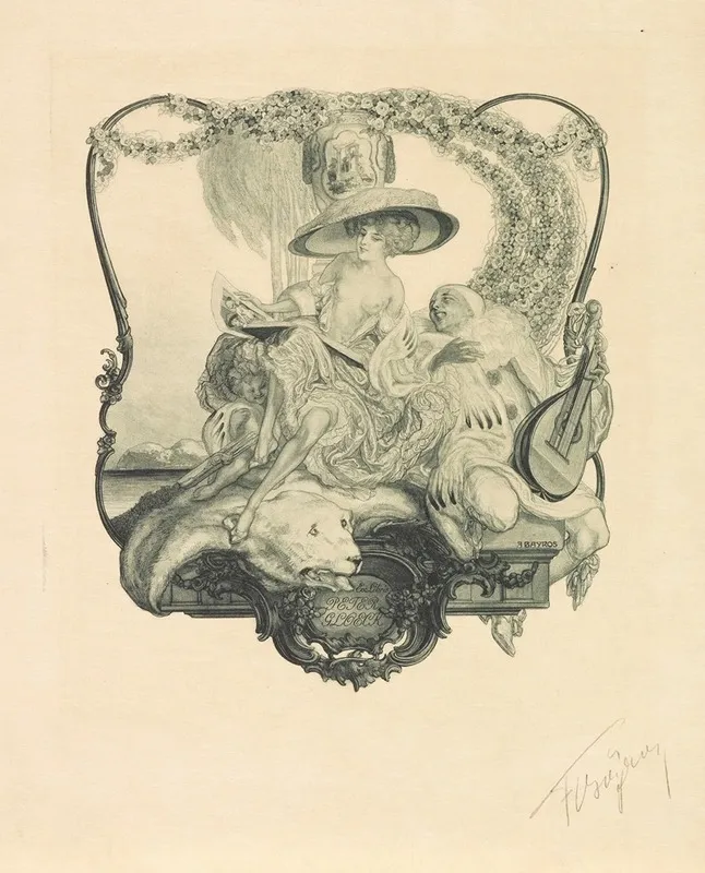 Ex Libris 3 Folge by Franz von Bayros - Canvas Print