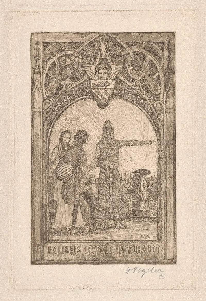 Ex Libris Leopold Engelhardt by Heinrich Vogeler - Canvas Print