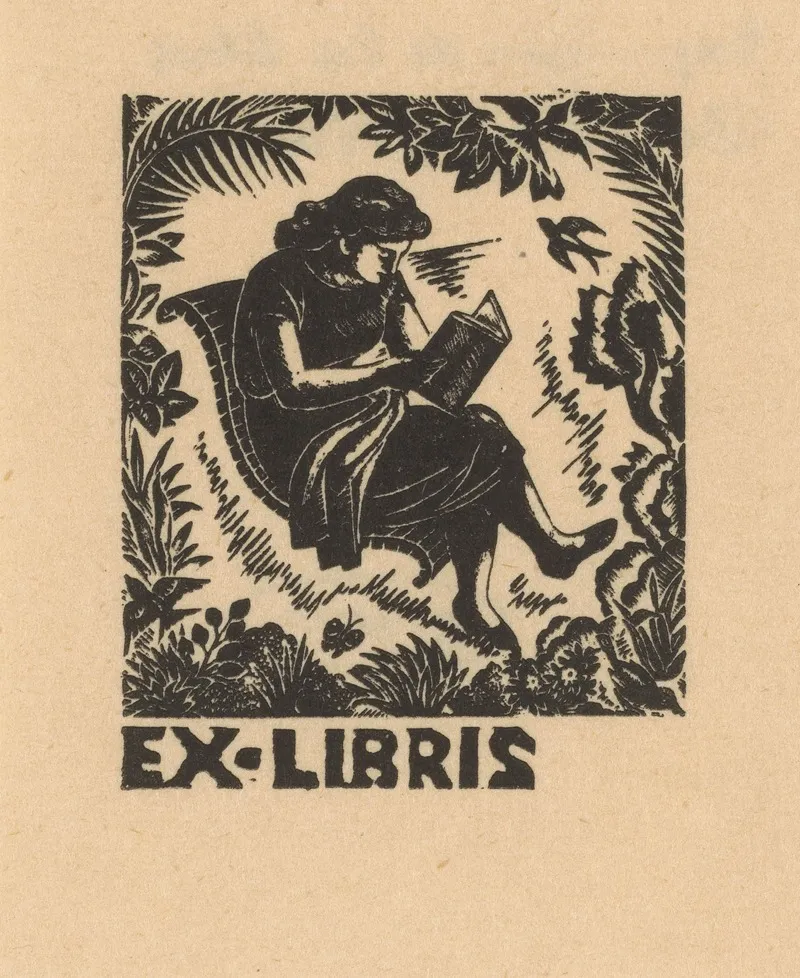 Ex Libris Reading Woman