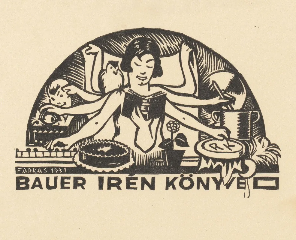 Ex Libris Van Iren Bauer by Dezsö Farkas - Canvas Print