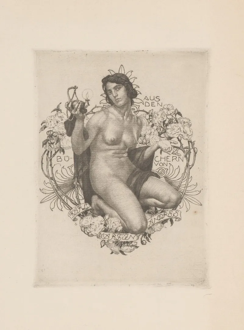 Ex Libris Van Karl Marten Andres by Sigmund Lipinsky   - Canvas Print