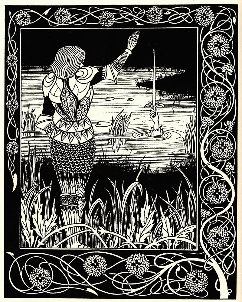 Excalibur In The Lake by Aubrey Vincent Beardsley - Canvas Print