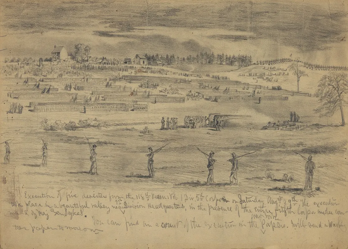Execution Of Five Deserters From The 118th Pennsylvania Volunteers 1st Division 5th Corps Before The Entire 5th Corps Beverly Ford Va