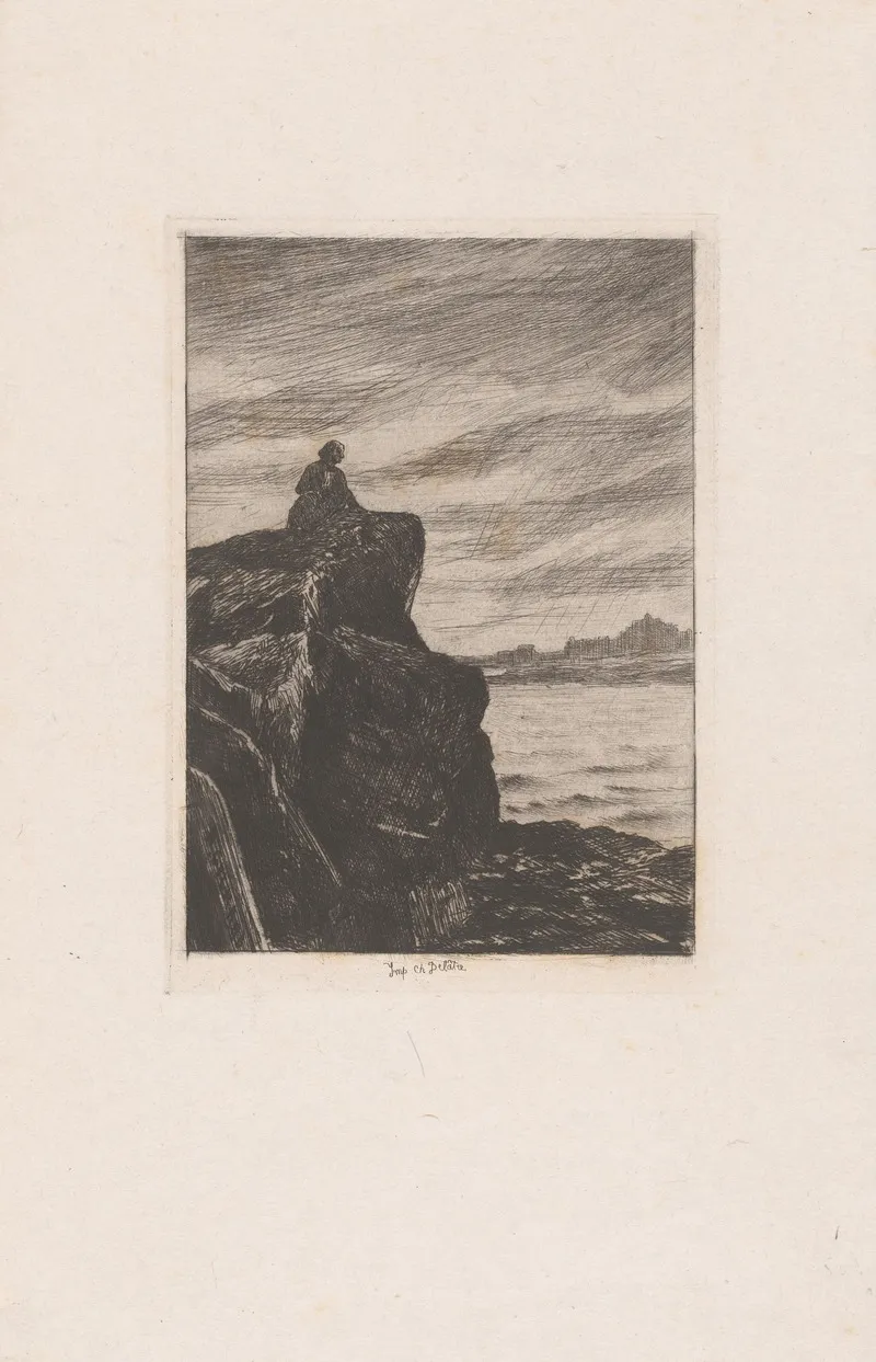 Exiled Victor Hugo Looks Out To Sea by Henri-Charles Guérard - Canvas Print