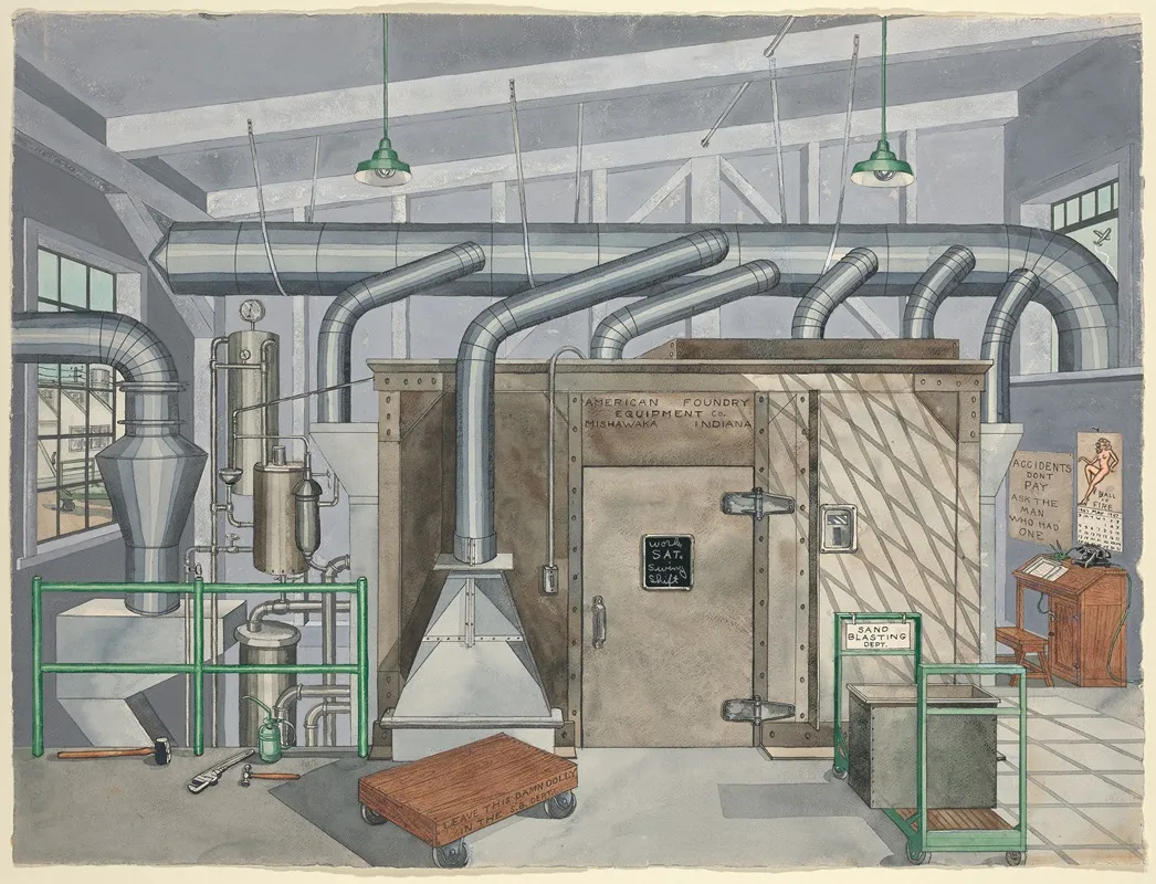 Exterior Sand Blasting Chamber 1935 by Perkins Harnly - Canvas Print