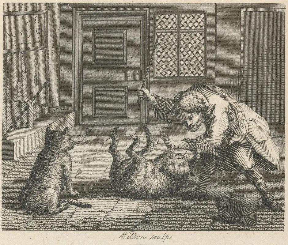 Fable Xxi The Rat Catcher And Cats by John Wootton - Canvas Print