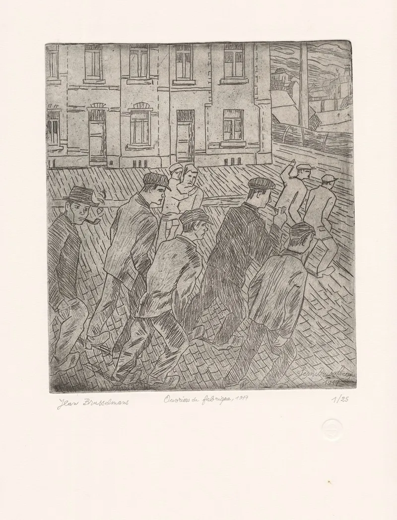 Factory Workers by Jean Brusselmans - Canvas Print