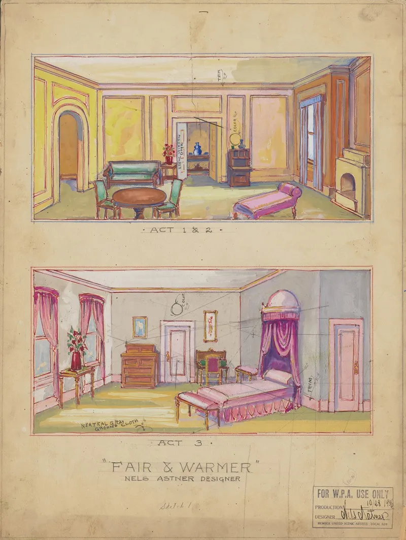 Fair And Warmer Sketch No 1 Acts 1 2 And Act 3 by Nels Astner - Canvas Print