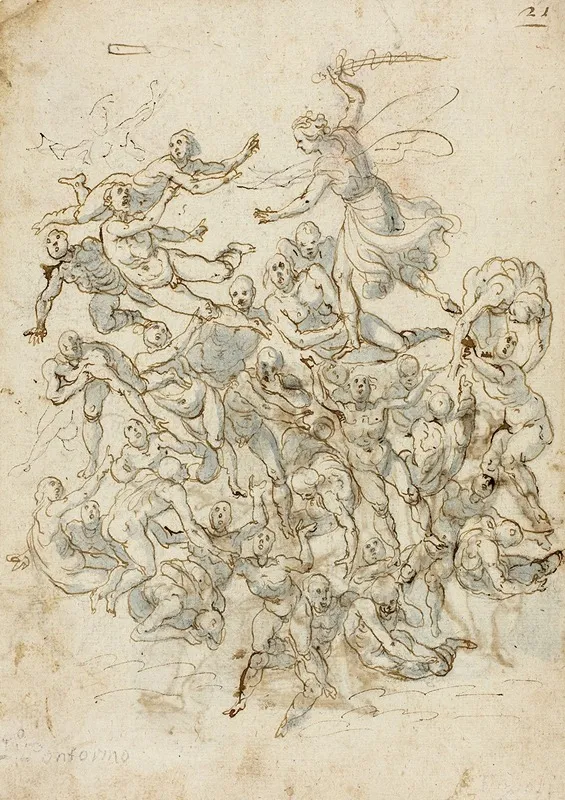 Fall Of The Damned 2 by Circle of Charles Le Brun - Canvas Print