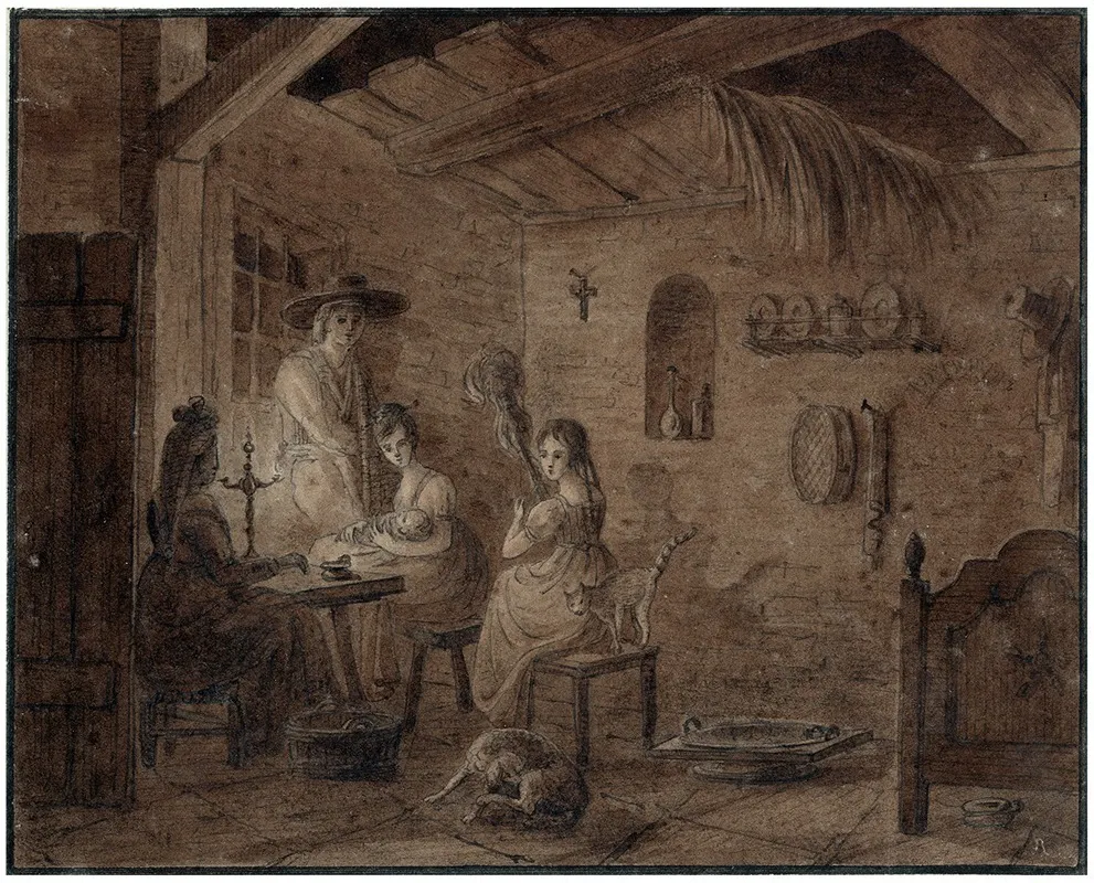 Familie In Boereninterieur by Otto Howen - Canvas Print