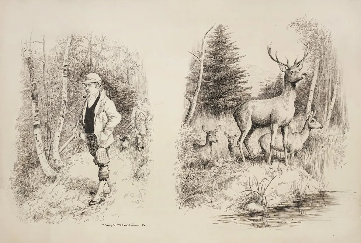 Family Of Deer Stand By A Stream Alert