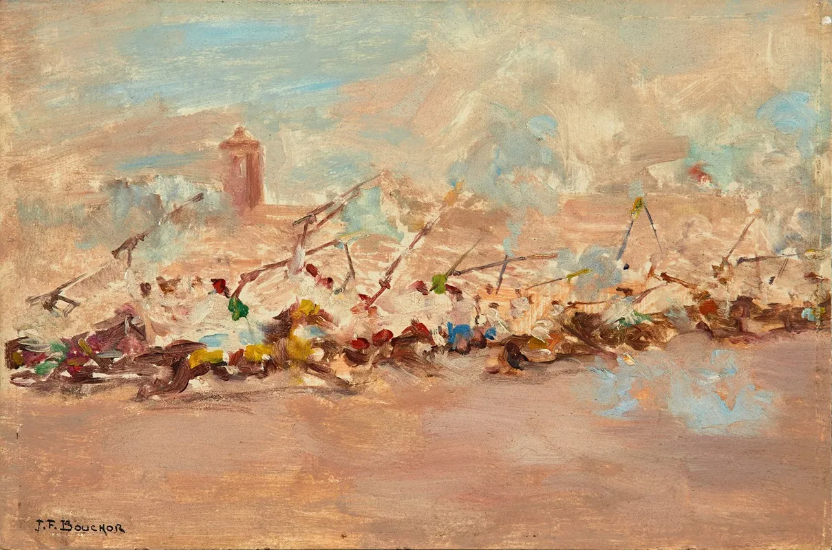 Fantasia Devant Les Remparts 2 by Joseph Félix Bouchor - Canvas Print