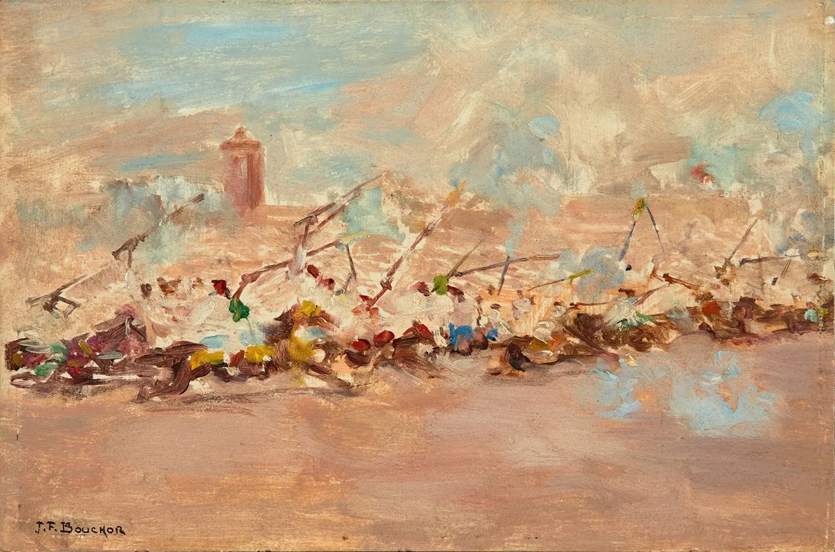 Fantasia Devant Les Remparts by Joseph Félix Bouchor - Canvas Print