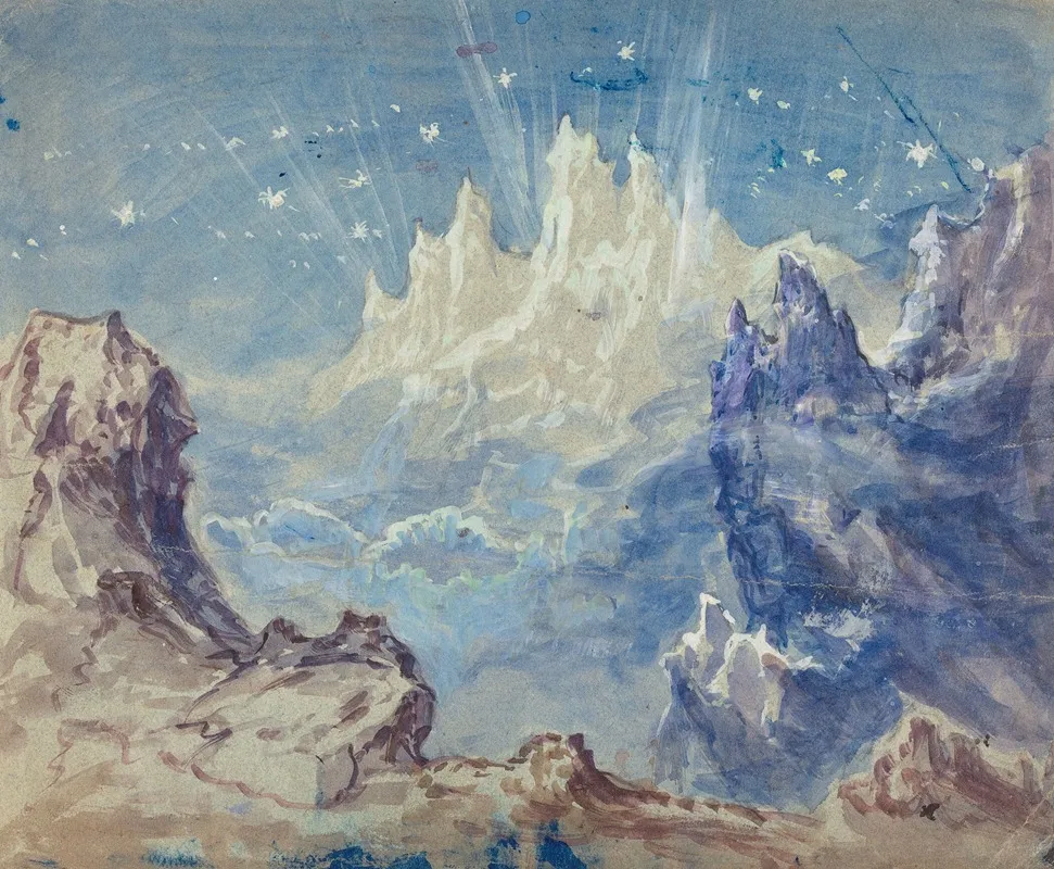 Fantastic Mountainous Landscape With A Starry Sky by Robert Caney - Canvas Print