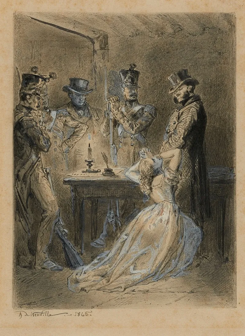 Fantine Aux Pieds De Javert by Alphonse Marie de Neuville - Canvas Print