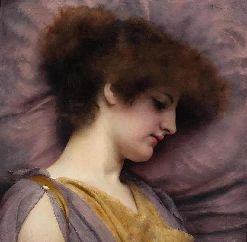 Far Away Thoughts by John William Godward - Canvas Print