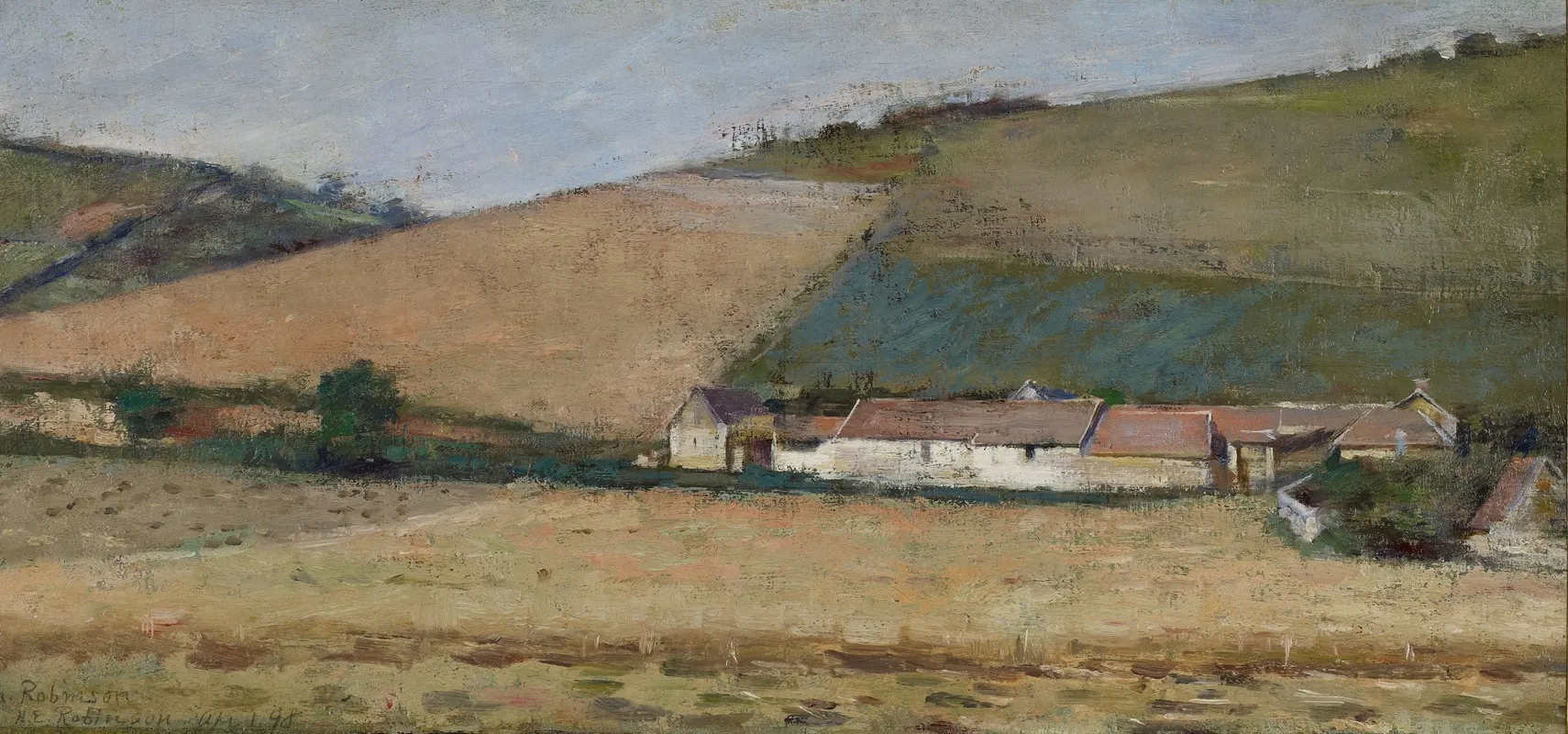 Farm Among Hills Giverny by Theodore Robinson - Canvas Print