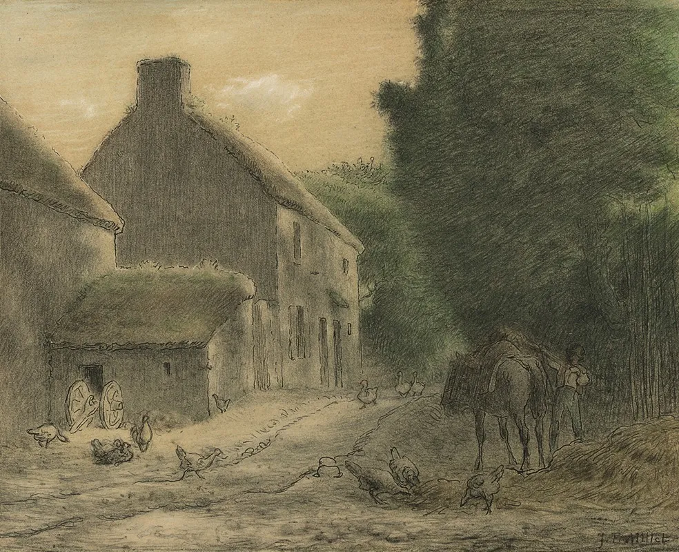 Farm House At Gruchy by Jean-François Millet - Canvas Print
