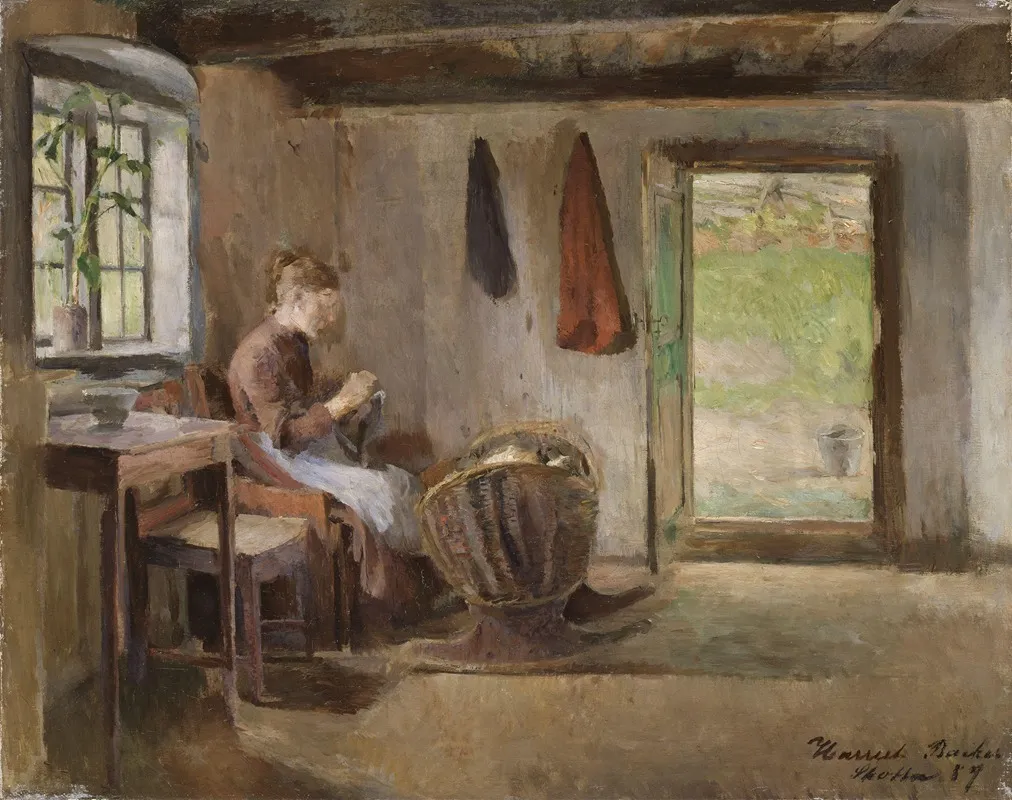 Farm Interior Skotta In Baerum by Harriet Backer - Canvas Print