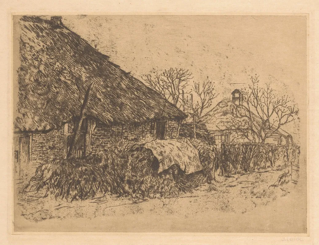 Farm With Hedge by Johannes Löhr - Canvas Print