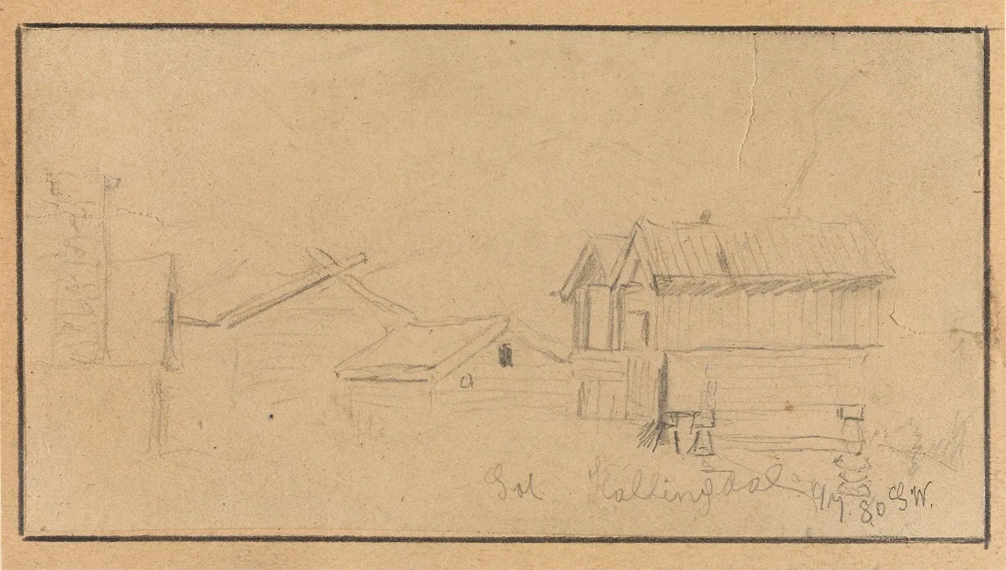 Farm Yard Gol In Hallingdal by Gustav Wentzel - Canvas Print