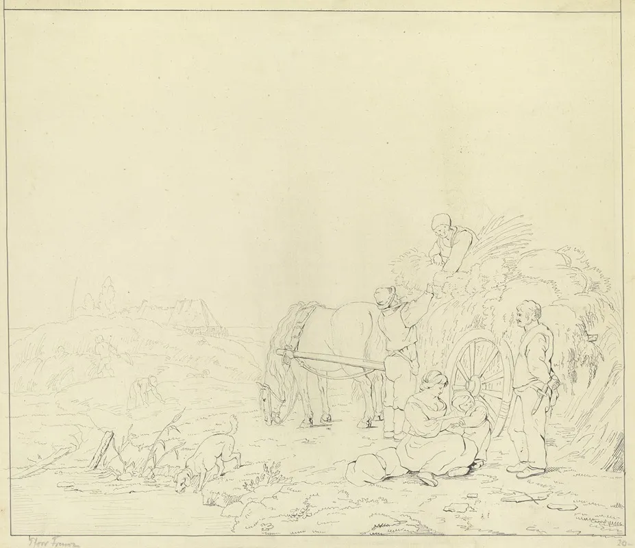 Farmers During Harvest by Franz Pforr - Canvas Print