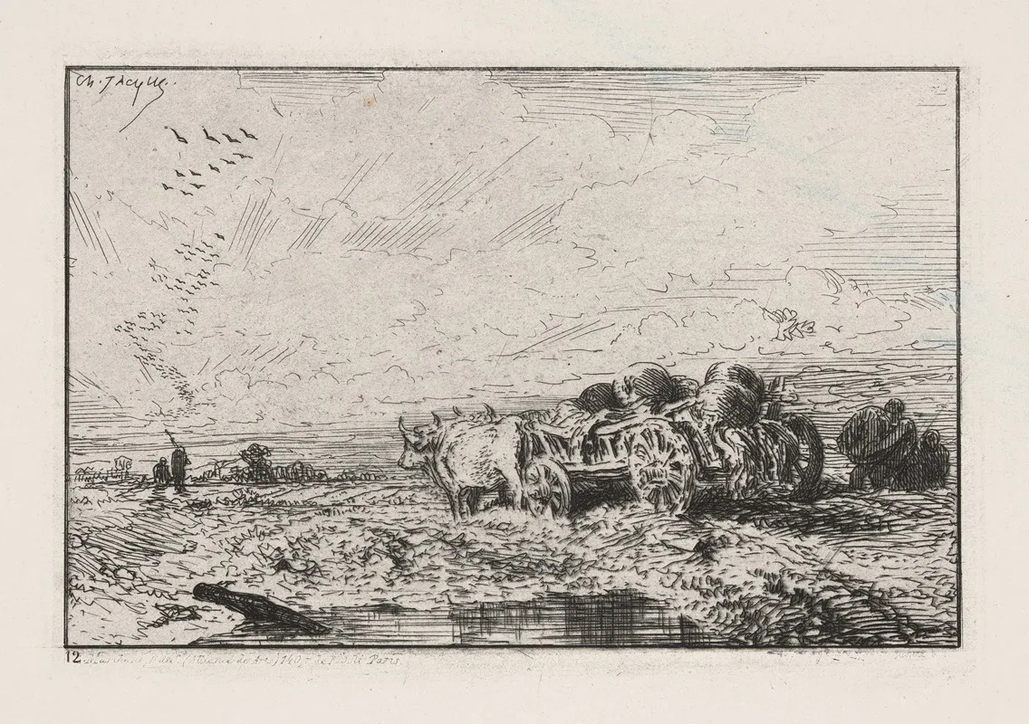 Farmers Loading Ox Cart