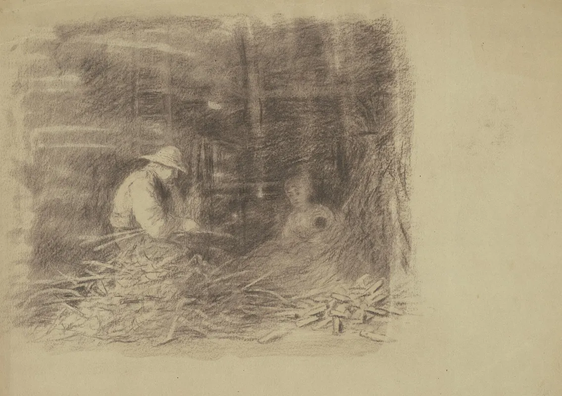 Farmers Shucking Corn Recto by Enoch Wood Perry Jr. - Canvas Print