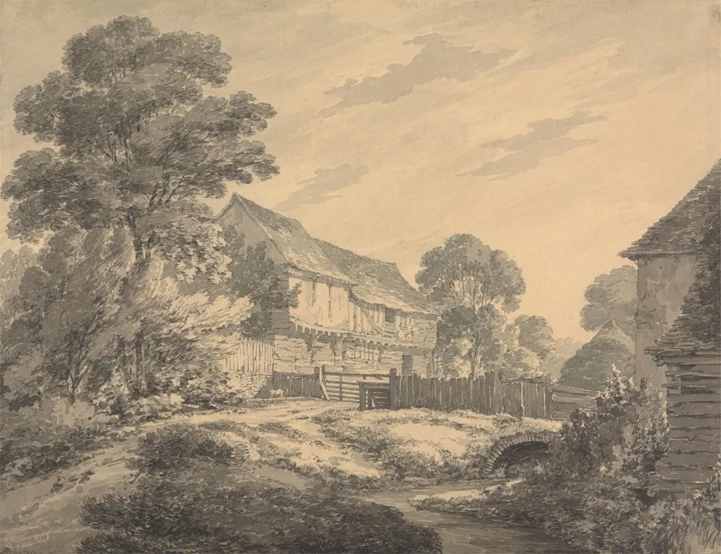 Farmhouse And Buildings By A Stream