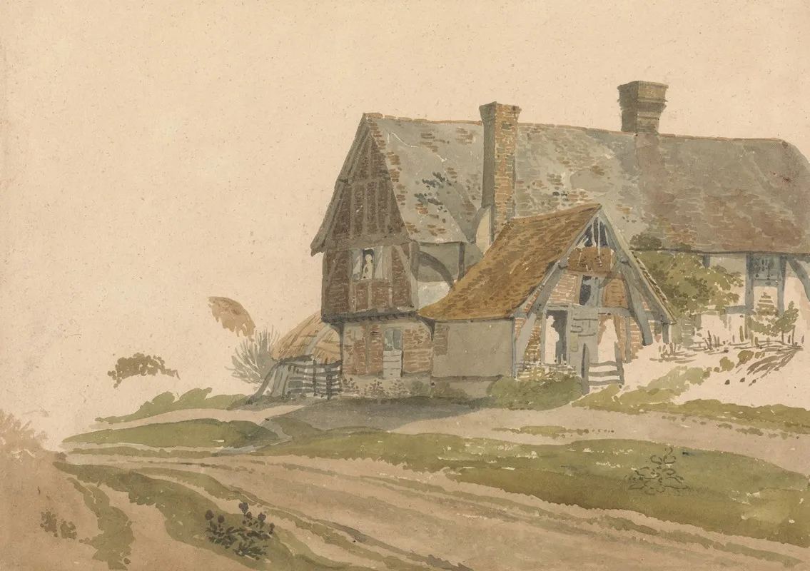 Farmhouse With Figures At Door And Window by Joseph Powell - Canvas Print