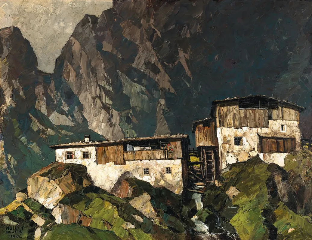 Farmhouse With Mill by Oskar Mulley - Canvas Print