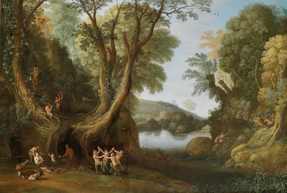 Fauns In A Wooded Landscape