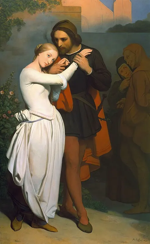 Faust And Marguerite In The Garden by Ary Scheffer - Canvas Print