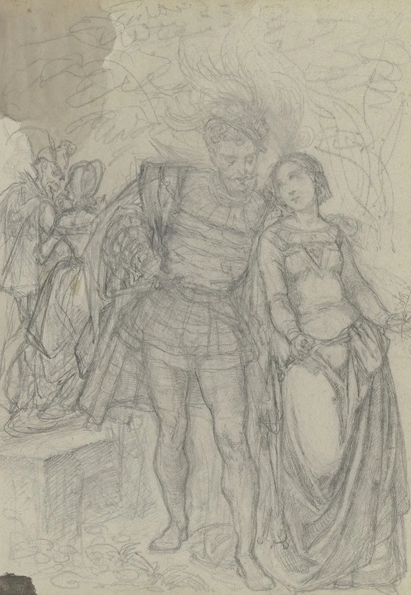 Faust Und Gretchen Im Hintergrund Marthe Und Mephisto