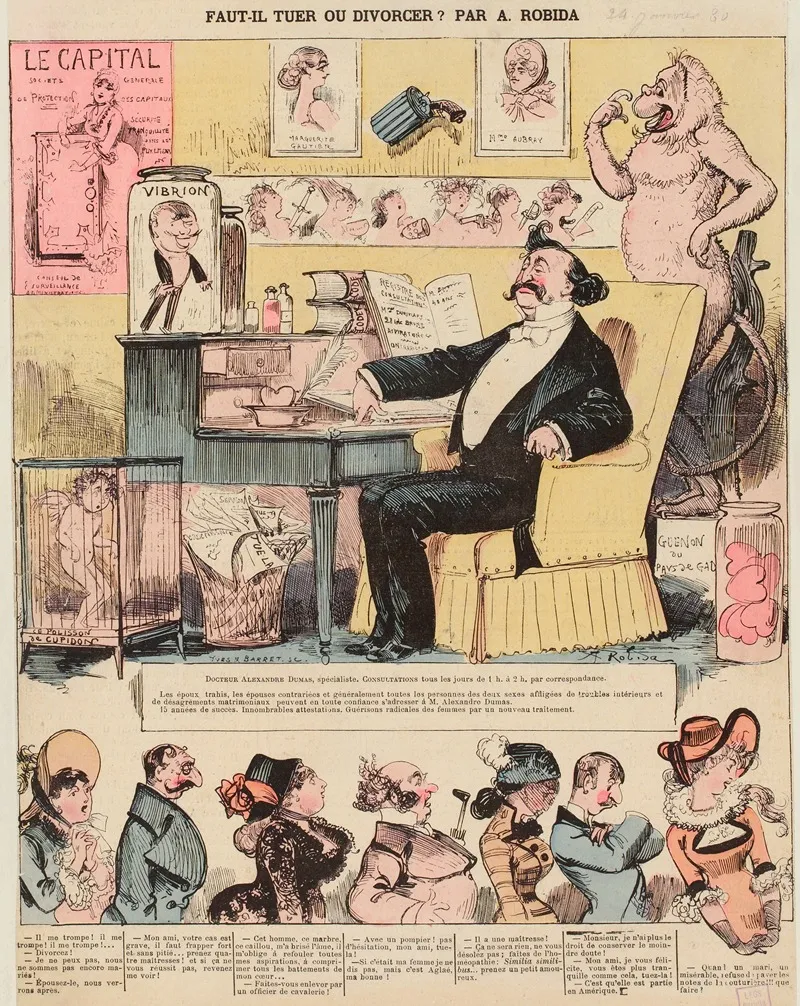 Faut Il Tuer Ou Divorcer by Albert Robida - Canvas Print