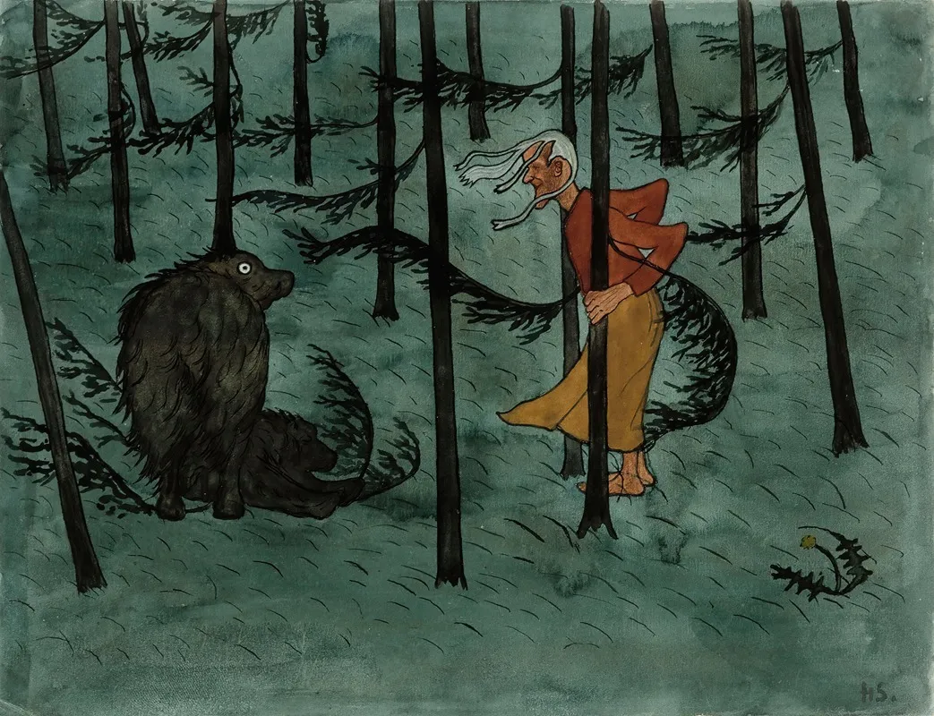 Fear In The Woods by Hugo Simberg - Canvas Print