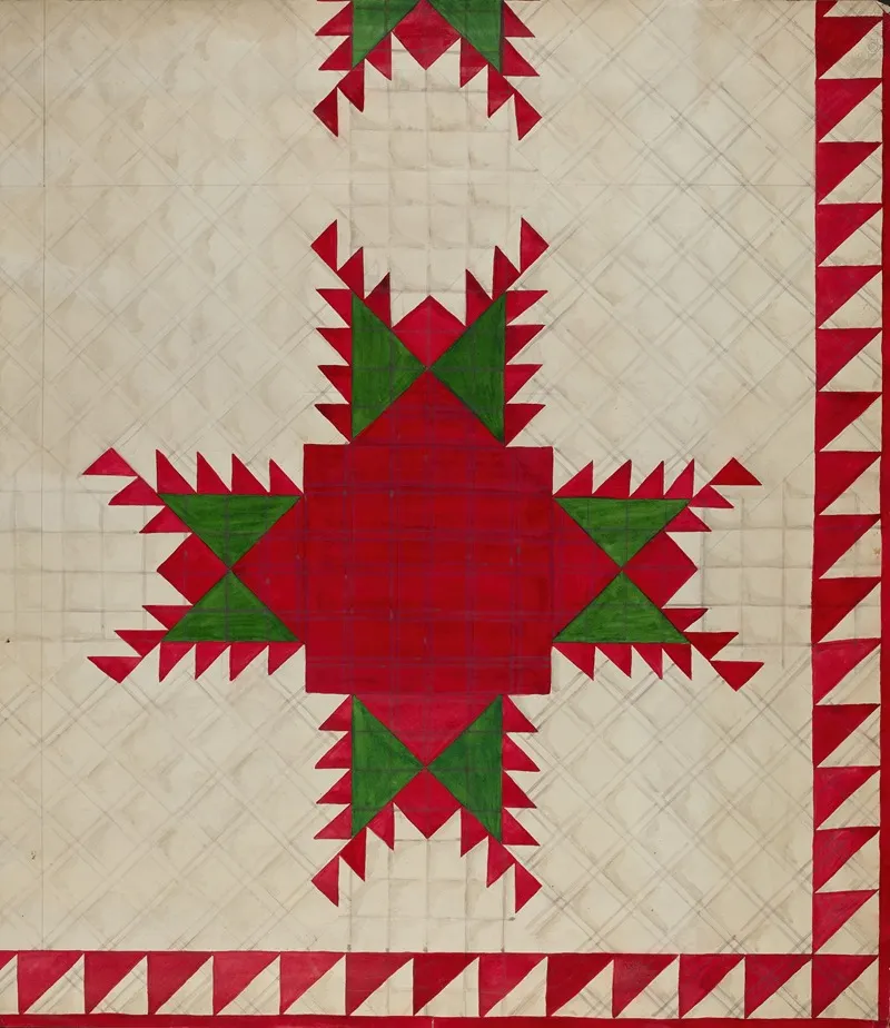Feathered Star Quilt by Katherine Hastings - Canvas Print