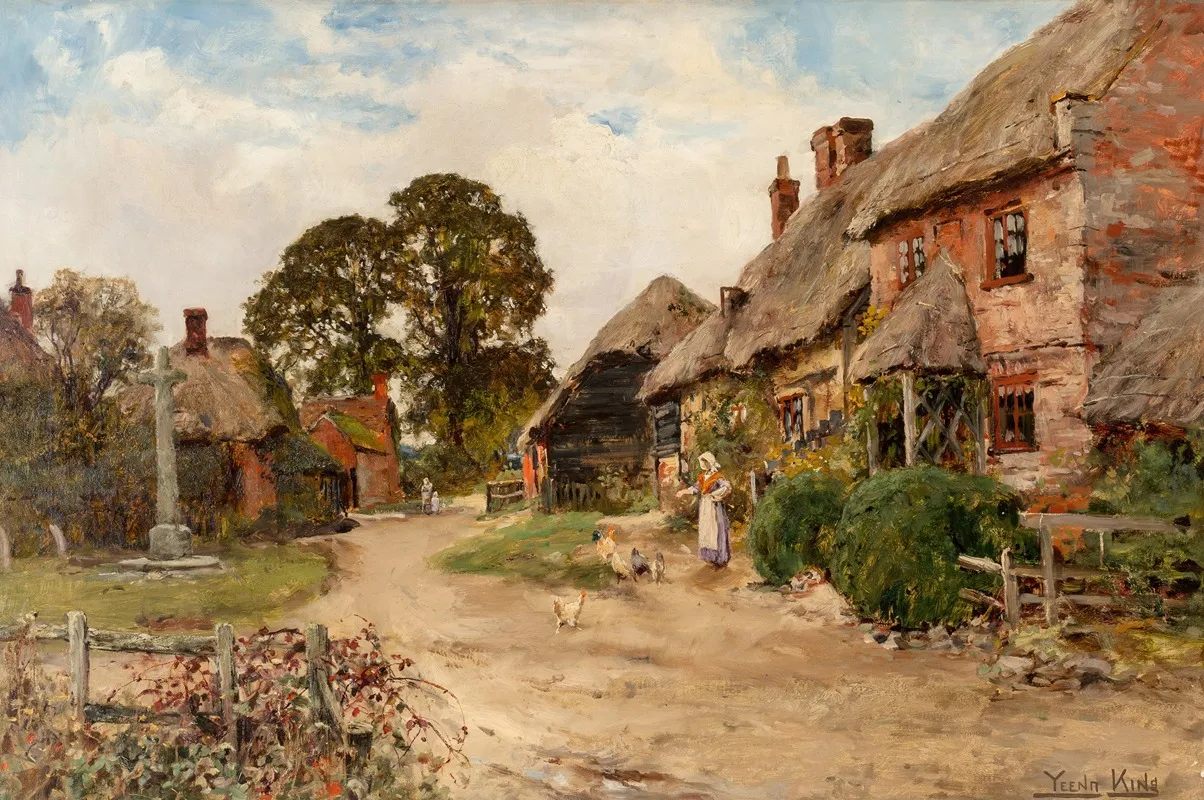 Feeding The Chickens 4 by Henry John Yeend King - Canvas Print