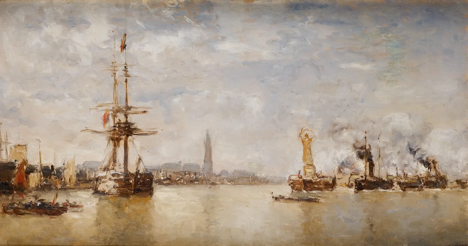 Feestelijkheden Op De Schelde Naar Aanleiding Van De Afkoping Van De Scheldetol Studie by Paul Jean Clays - Canvas Print