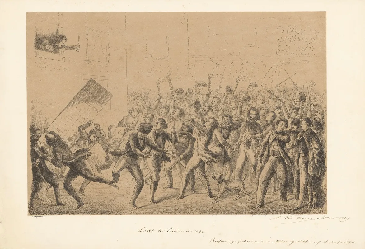 Feestvierende Studenten Begroeten Hun Idool Franz Liszt