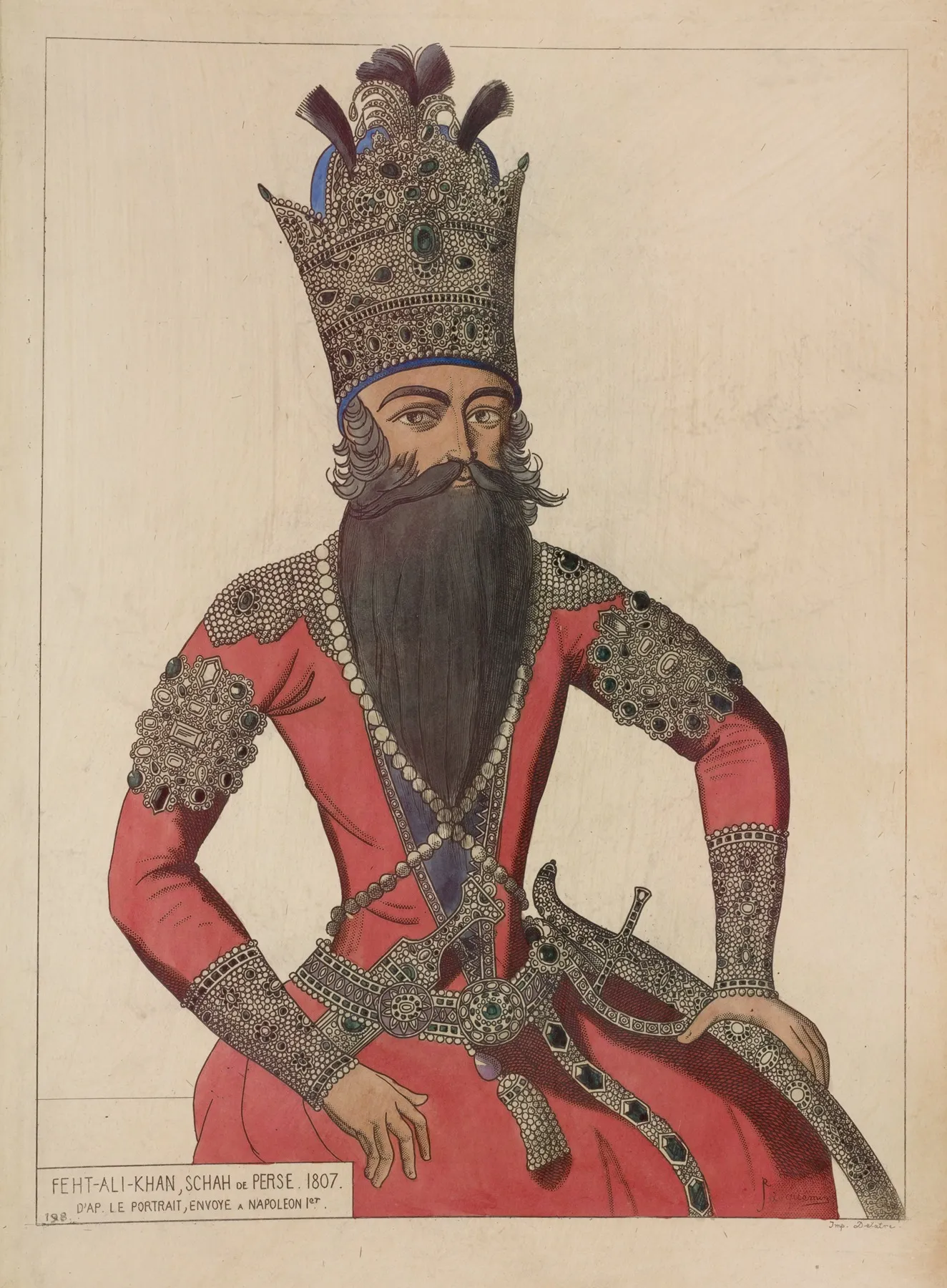 Feht Ali Khan Schah De Perse 1807 Dapres Le Portrait Envoye A Napoleon 1er