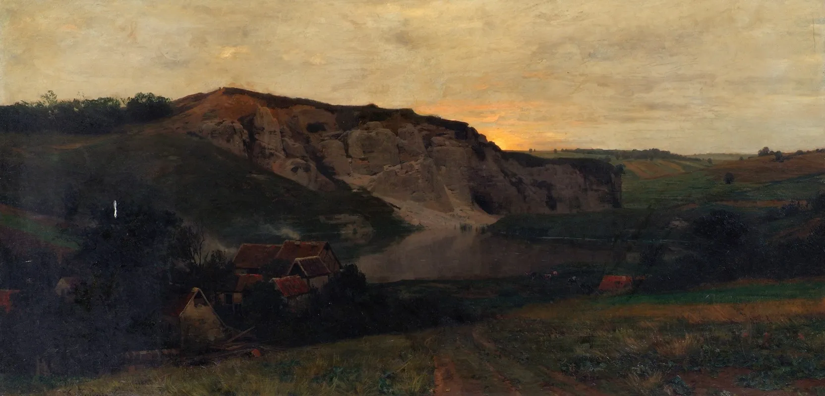 Felslandschaft Mit Weiher by Konrad Ludwig Lessing - Canvas Print