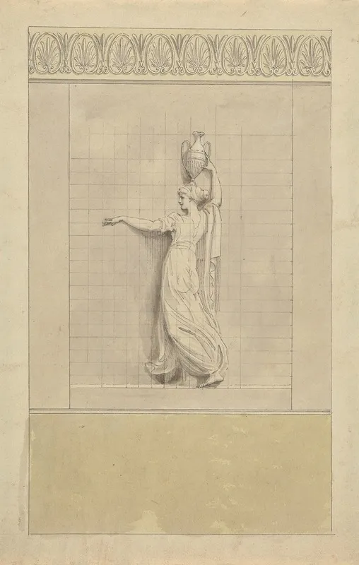 Female Figure Carrying Water Jug On Her Head by Edward Francis Burney - Canvas Print