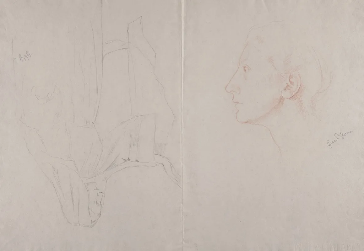 Female Head In Profile Woman In A Long Robe And A Head Scarf