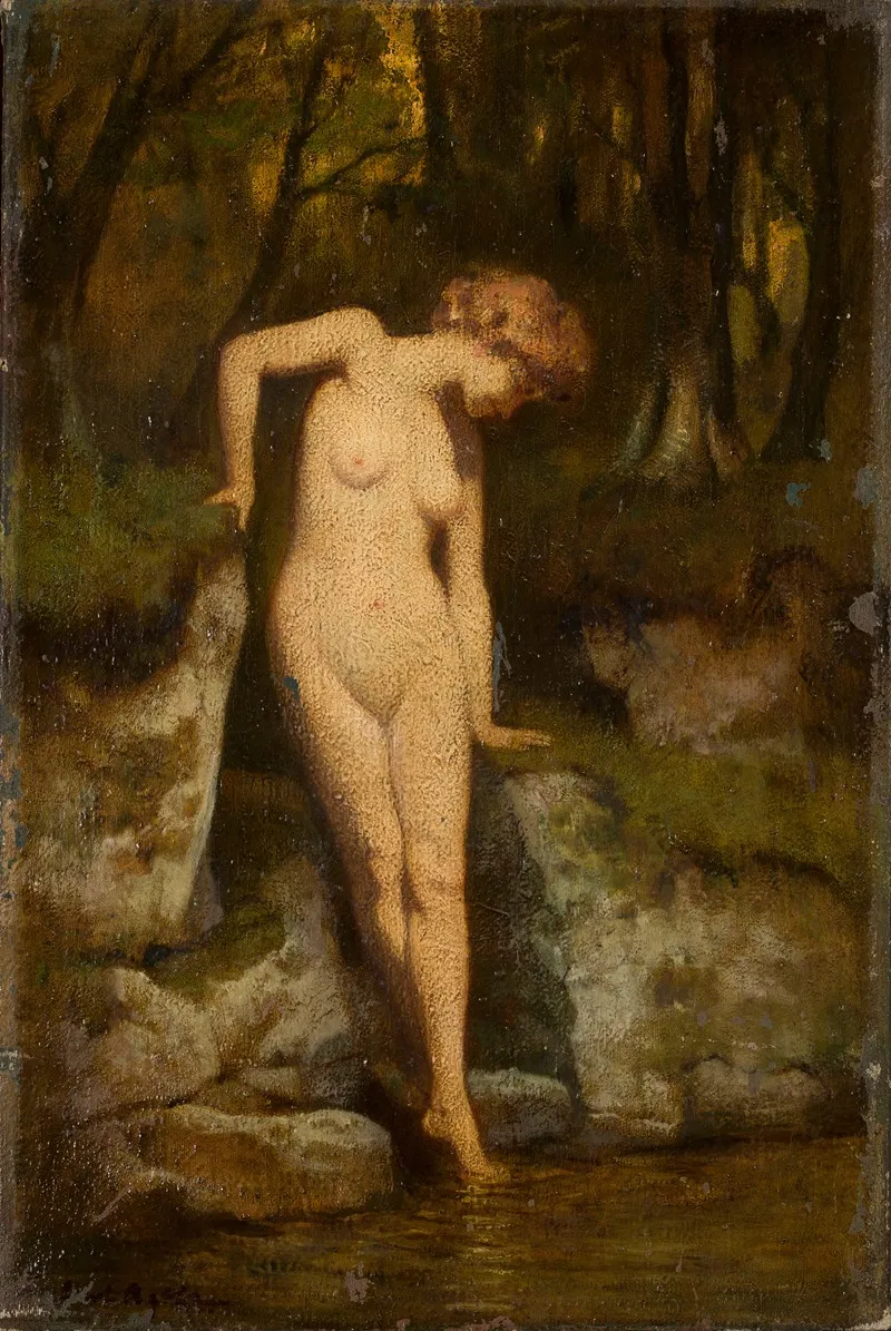 Female Nude Against Landscape by Curt Agthe - Canvas Print