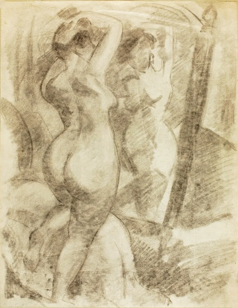 Female Nude Before Mirror