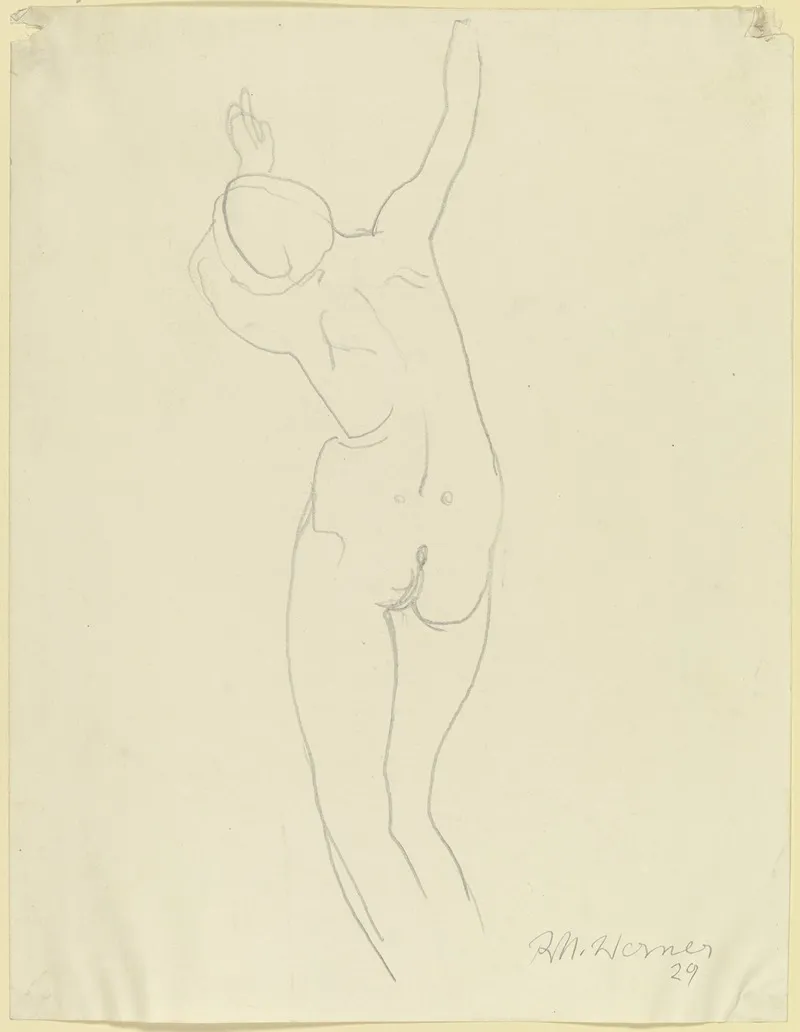 Female Nude Standing by Richard Martin Werner - Canvas Print