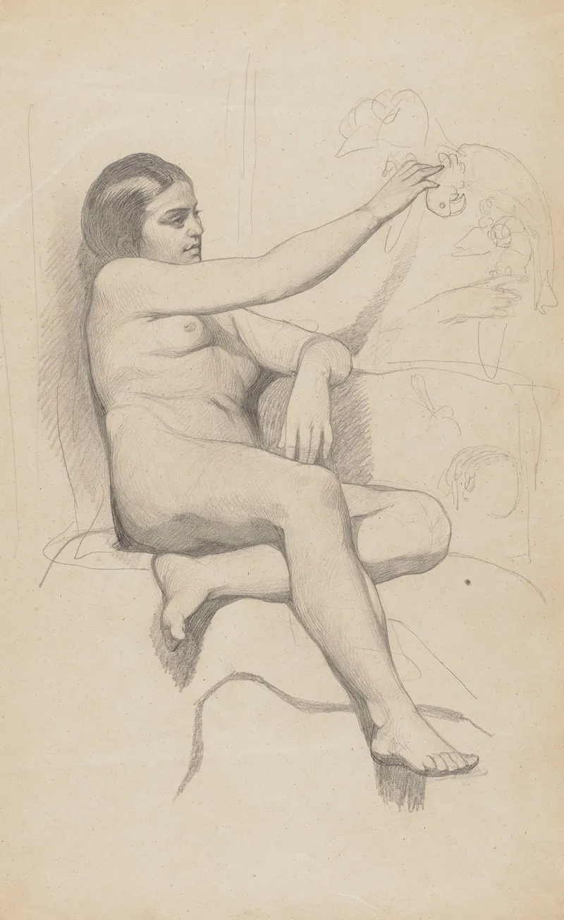 Female Nude With A Parrot